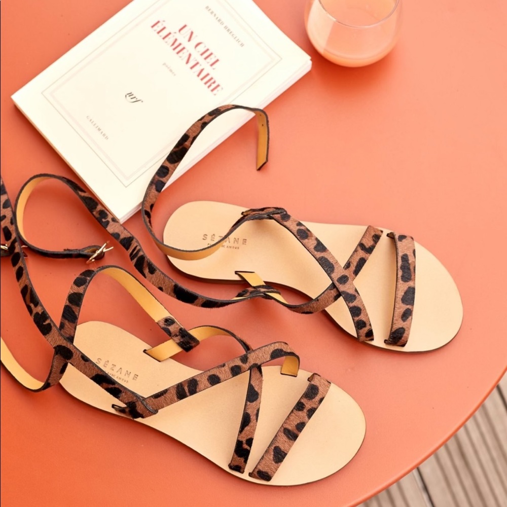 Sezane low Helene leopard sandals